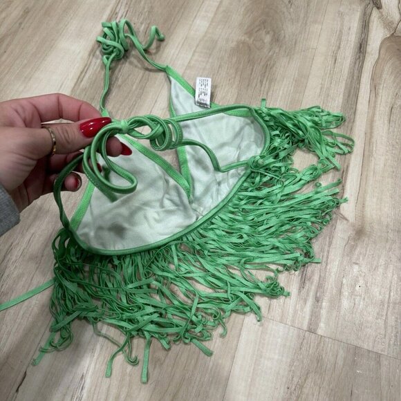 Women’s Luli Fama Swim Fringe Top Bikini Size Medium M Green Hot Cute Summer‎ - Picture 3 of 7